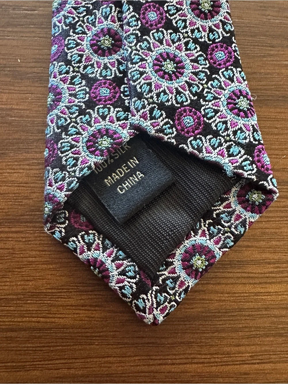 Pronto Uomo Purple and Teal Floral Medallion Silk Tie